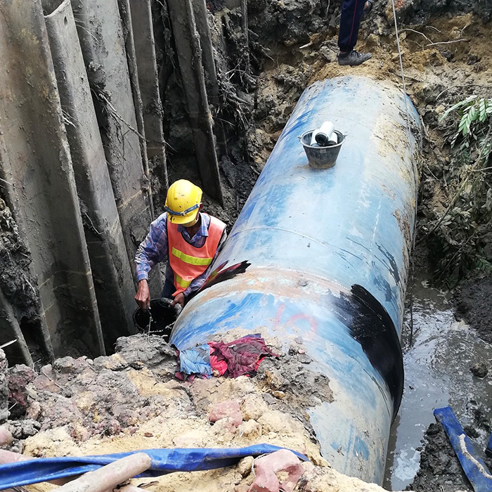 งานวางท่อส่งน้ำดิบขนาดใหญ่